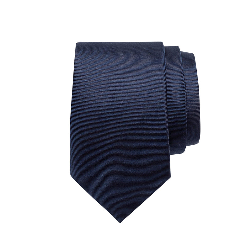 EK STYLING - Cravate structurée en soie - Bleu marine